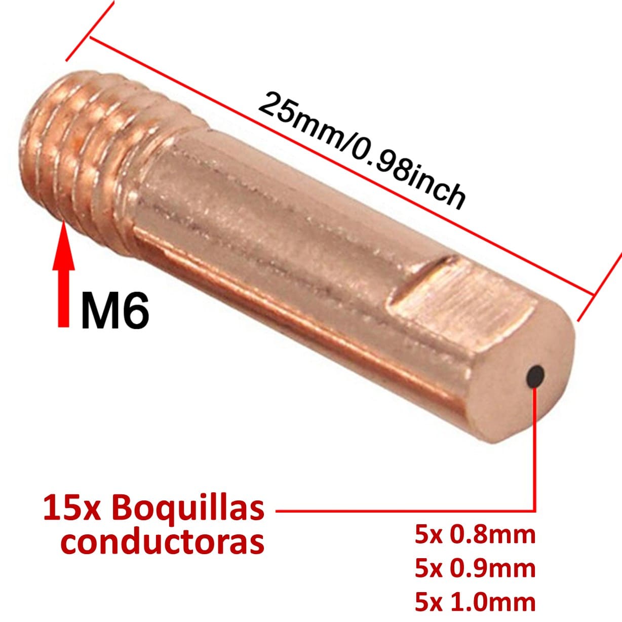 25P PUNTA BOQUILLA 0.8 A 1.0 CONTACTO SOLDADURA MIG MAG - 2