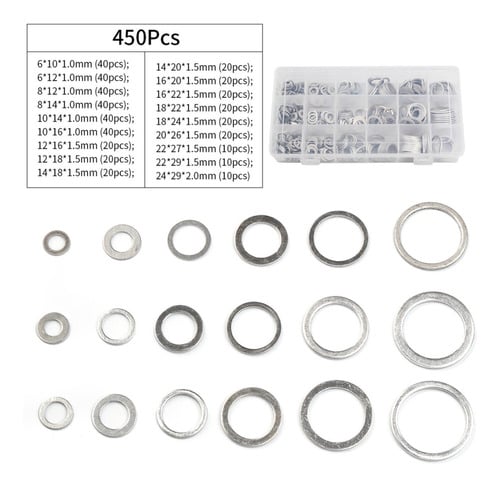 GOLILLA TUERCA PERNO ACEITE PACK X450 ARANDELA M6 A M24 SELLO MOTOR AUTO ALUMINIO - 2