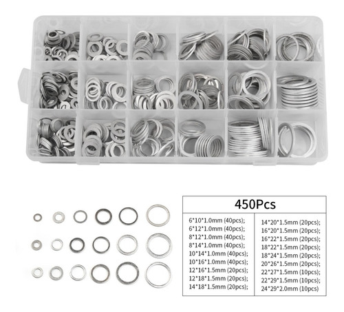 GOLILLA TUERCA PERNO ACEITE PACK X450 ARANDELA M6 A M24 SELLO MOTOR AUTO ALUMINIO - 8