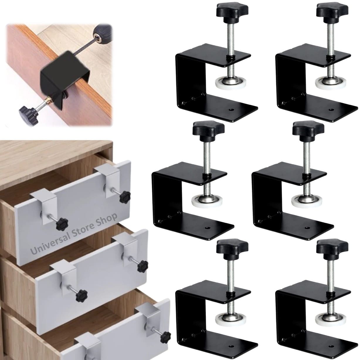 6 PRENSA ABRAZADERA MONTAJE PANEL FRONTAL CAJÓN MADERA PINZA - 1