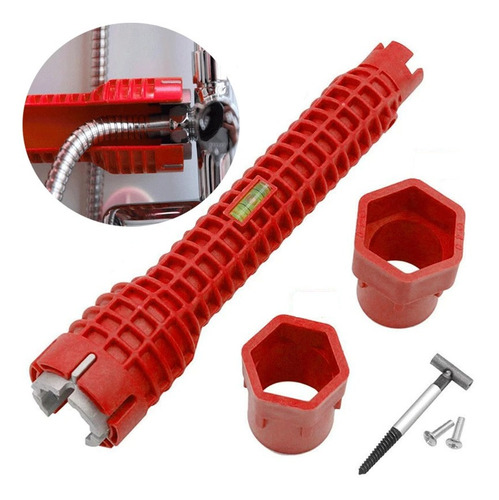 LLAVE TUBO MULTIUSO TUERCA FLEXIBLE GRIFO CAÑO 8 EN 1 - 1