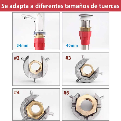 LLAVE TUBO MULTIUSO TUERCA FLEXIBLE GRIFO CAÑO 8 EN 1 - 5