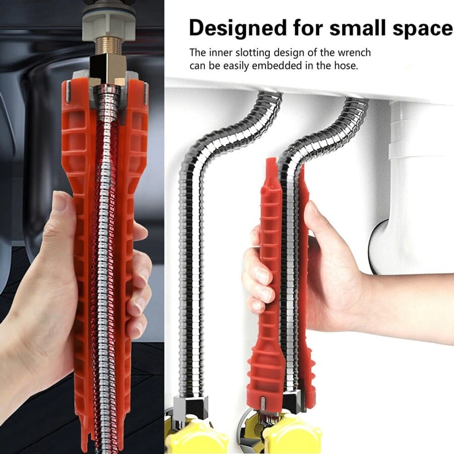 LLAVE TUBO MULTIUSO TUERCA FLEXIBLE GRIFO CAÑO 8 EN 1 - 9