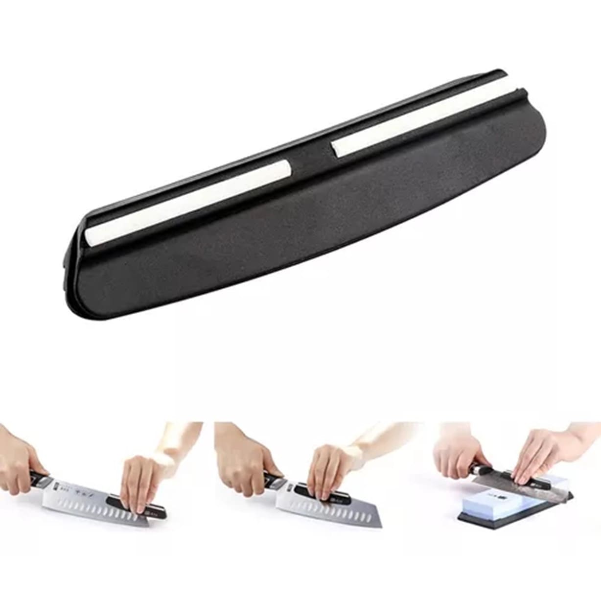 SET HERRAMIENTAS PIEDRAS AFILAR COCINA CUCHILLOS AFILADOR TIJERA BASE BAMBU + GUIA - 6