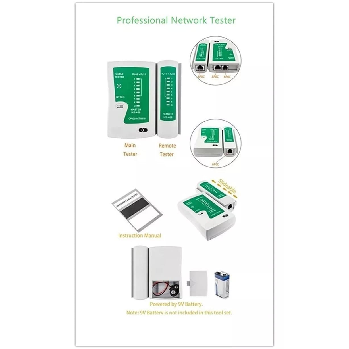 CRIMPEADORA RJ45 TESTER PROBADOR CABLE CONECTORES REDES - 6