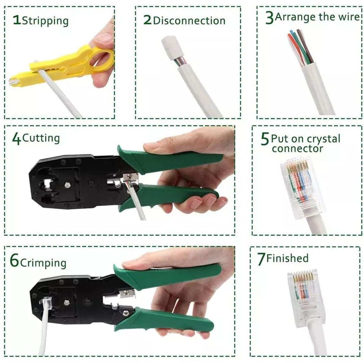 CRIMPEADORA RJ45 TESTER PROBADOR CABLE CONECTORES REDES - 7