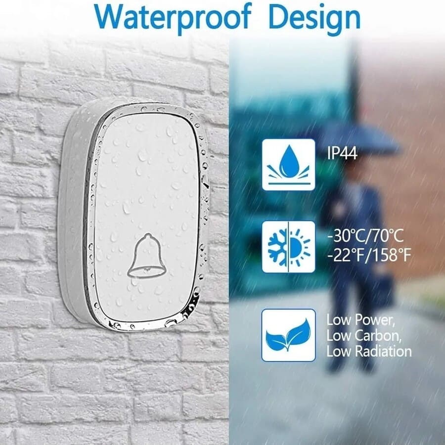 TIMBRE INALÁMBRICO IMPERMEABLE + 2 RECEPTORES LUZ LED - 7