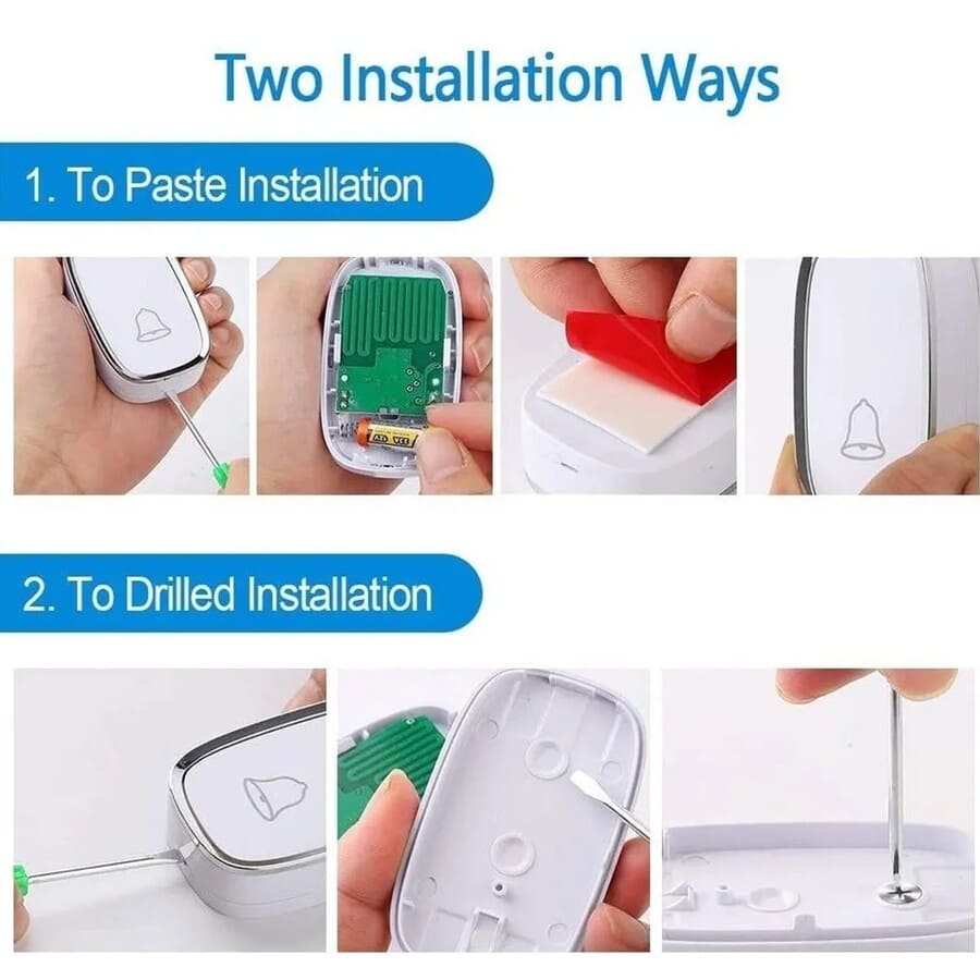 TIMBRE INALÁMBRICO IMPERMEABLE + 2 RECEPTORES LUZ LED - 8