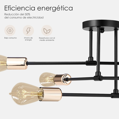 LÁMPARA DE TECHO COLGANTE ILUMINACIÓN MODERNA DE 6 FOCO E27 - 2