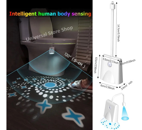 LUZ LED PROYECTOR RGB SENSOR MOVIMIENTO BAÑO TAZA INODORO WC - 8
