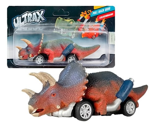 AUTO TRICERATOPS PULLBACK DINO ULTRAX 13CM JUGUETE CARRO DINOSAURIO NIÑO - 1