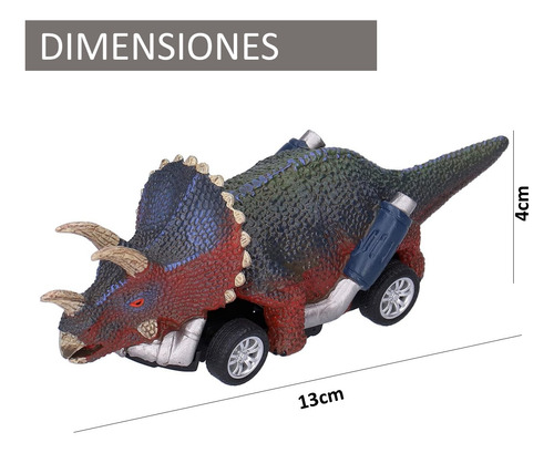 AUTO TRICERATOPS PULLBACK DINO ULTRAX 13CM JUGUETE CARRO DINOSAURIO NIÑO - 7