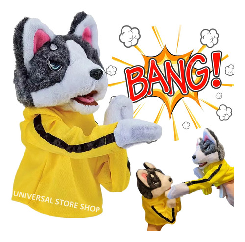 PERRO BOXEADOR CON SONIDO PELUCHE KUNG FU BOXEO JUGUETE GATO - 1