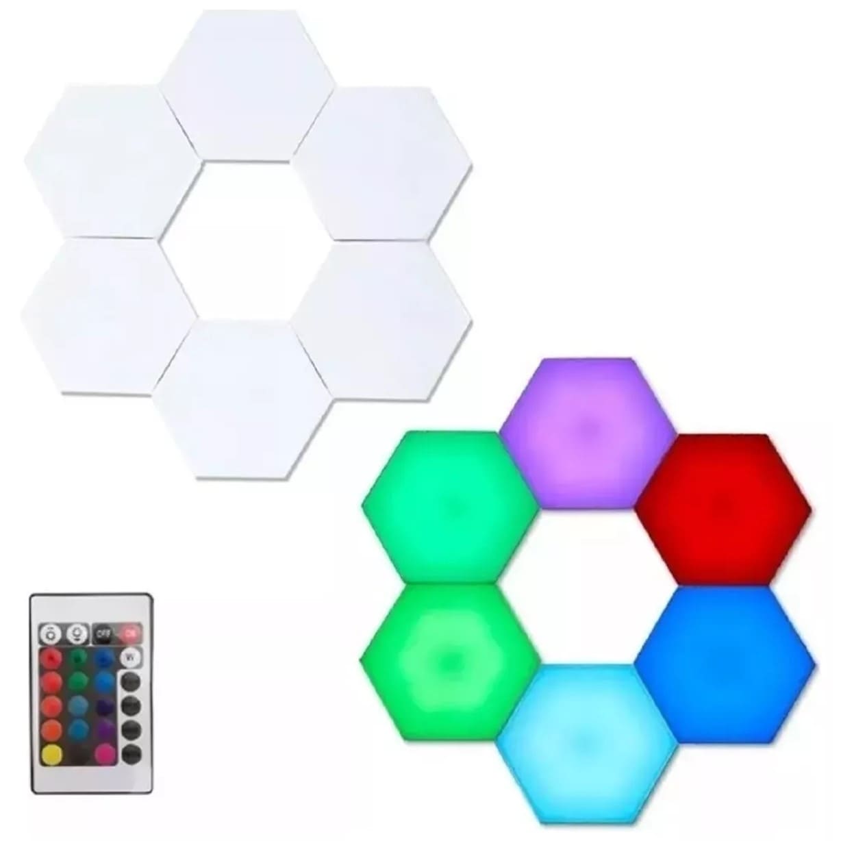 SET LUZ GAMER HEXAGONAL LED TIRA CINTA 6 LUCES RGB CONTROL - 3