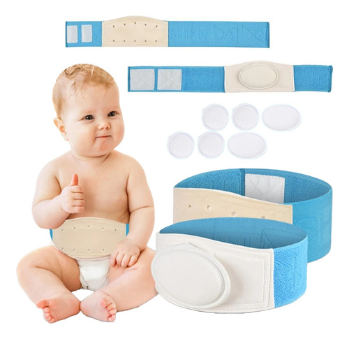 KIT 2X CINTURÓN TRATAMIENTO HERNIA UMBILICAL FAJA BANDA BEBÉ / CELESTE - 1