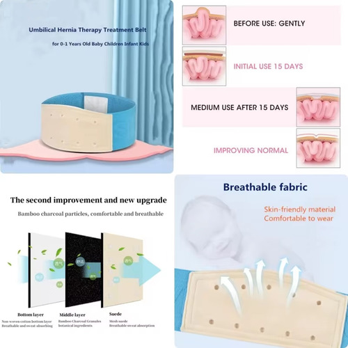 KIT 2X CINTURÓN TRATAMIENTO HERNIA UMBILICAL FAJA BANDA BEBÉ / CELESTE - 2