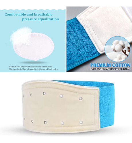 KIT 2X CINTURÓN TRATAMIENTO HERNIA UMBILICAL FAJA BANDA BEBÉ / CELESTE - 3