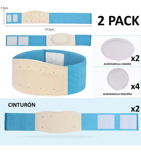 KIT 2X CINTURÓN TRATAMIENTO HERNIA UMBILICAL FAJA BANDA BEBÉ / CELESTE - 8