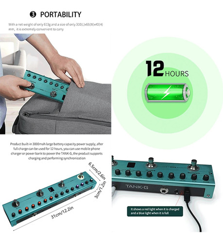 PEDALERA 36 EFECTOS GUITARRA ELÉCTRICA MULTIEFECTOS PORTÁTIL - 7