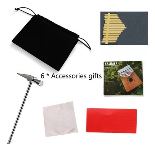 KALIMBA 17 TECLA PULGAR PIANO AFRICANO MARRÓN + ACCESORIOS - 2