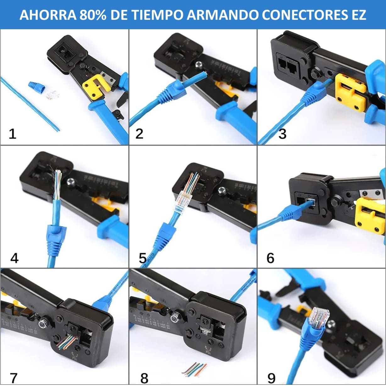 CRIMPEADORA EZ RJ45 PRENSA ANTICORTE PINZA PASS THRU - 3
