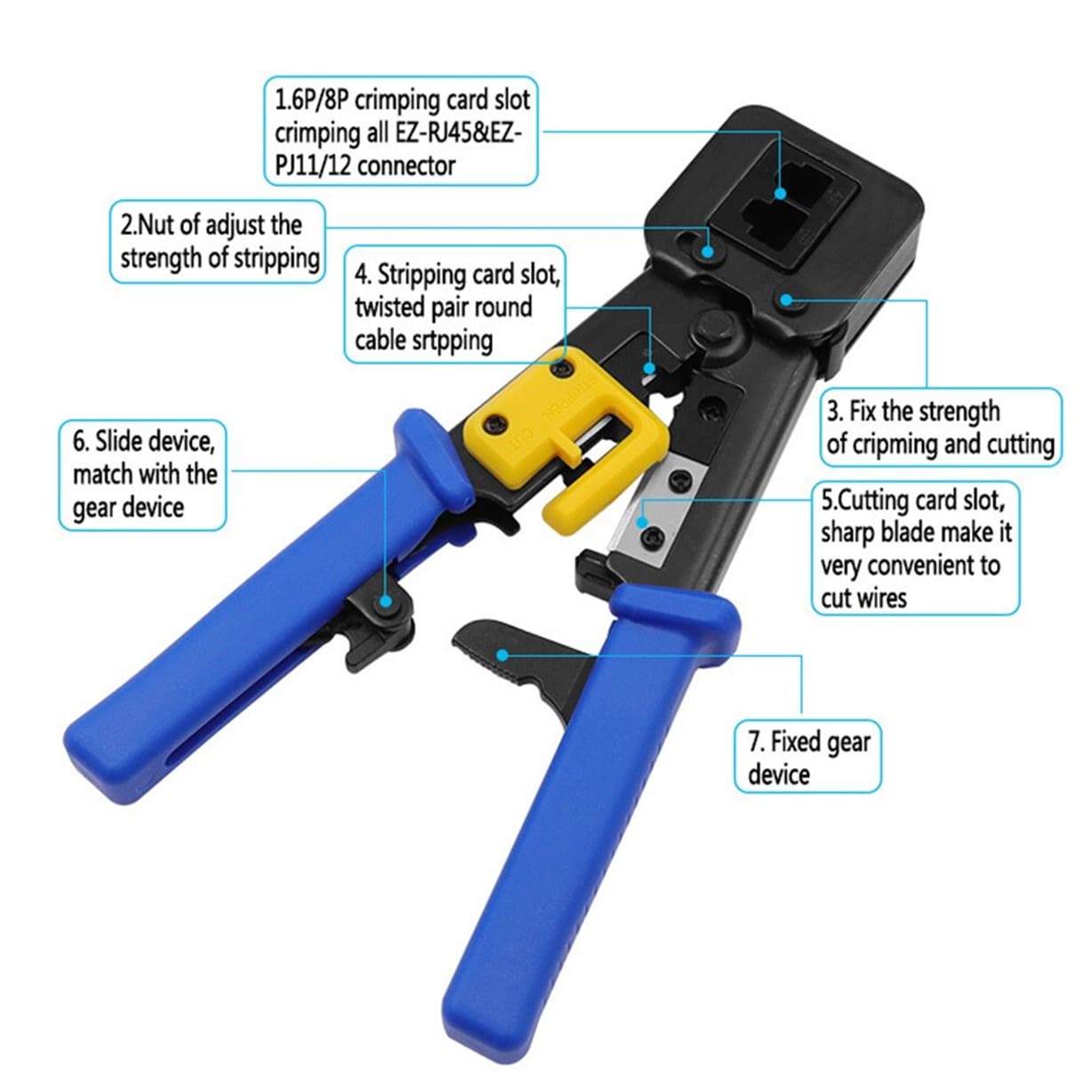 CRIMPEADORA EZ RJ45 PRENSA ANTICORTE PINZA PASS THRU - 6