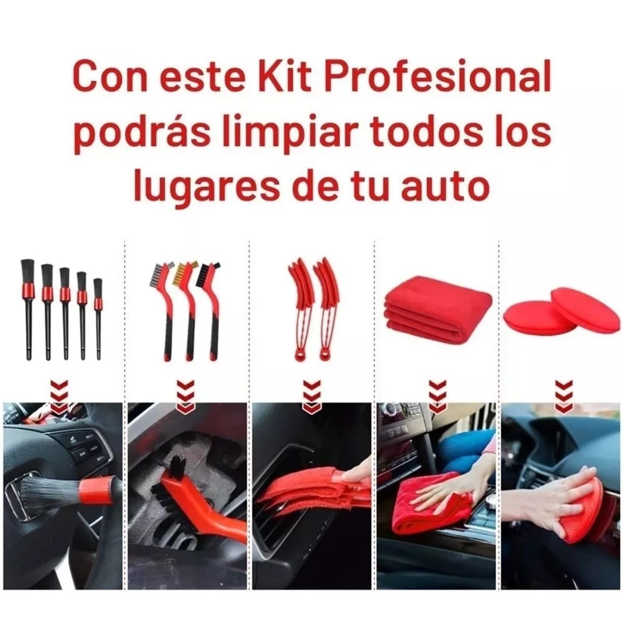 SET 18PCS CEPILLOS LIMPIEZA DE AUTO ESCOBILLAS TALADRO - 6