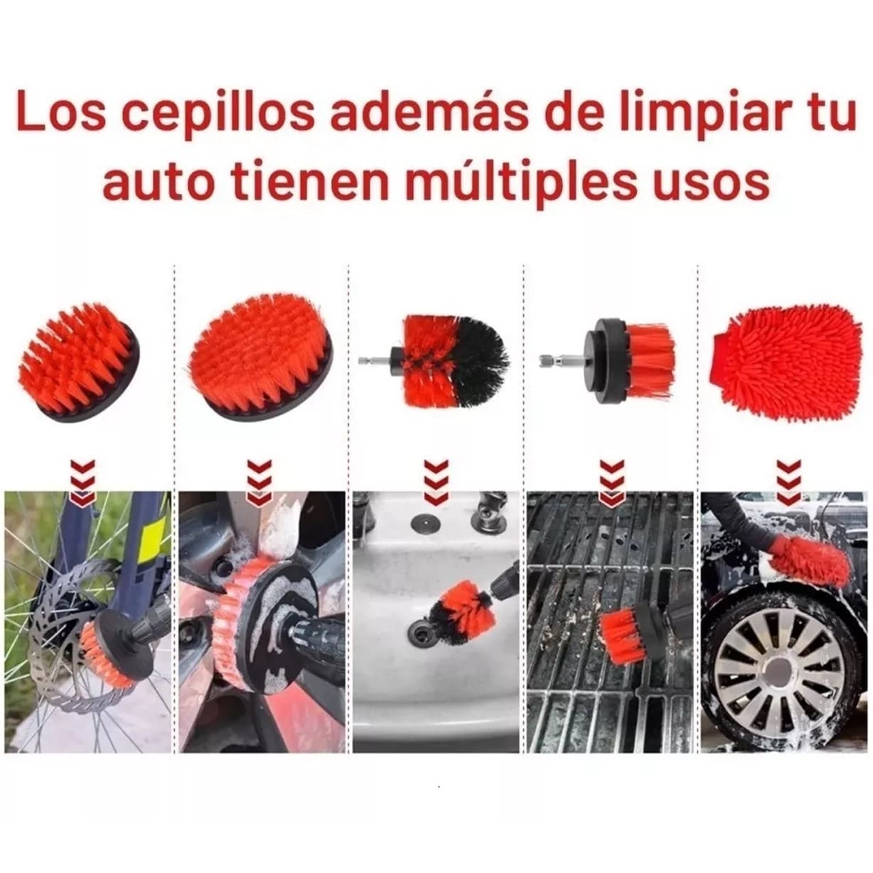 SET 18PCS CEPILLOS LIMPIEZA DE AUTO ESCOBILLAS TALADRO - 7