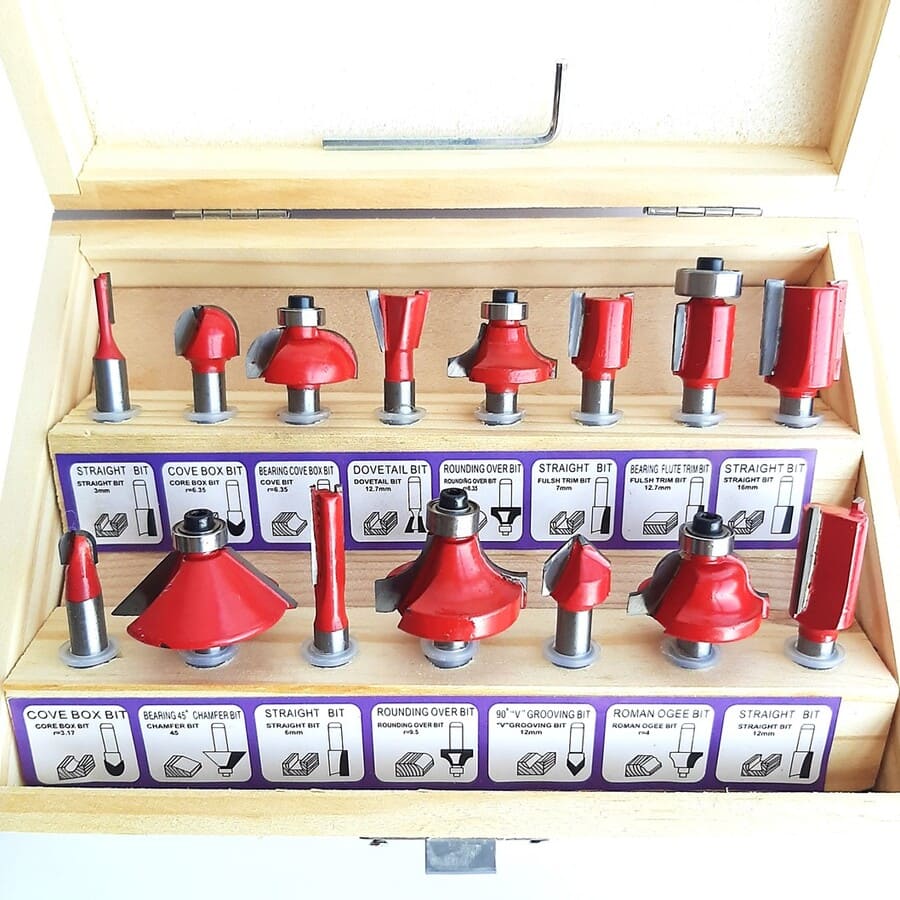 15PCS FRESAS MADERA ROUTER BIT 6.35MM 1/4 BROCAS TUPI - 3