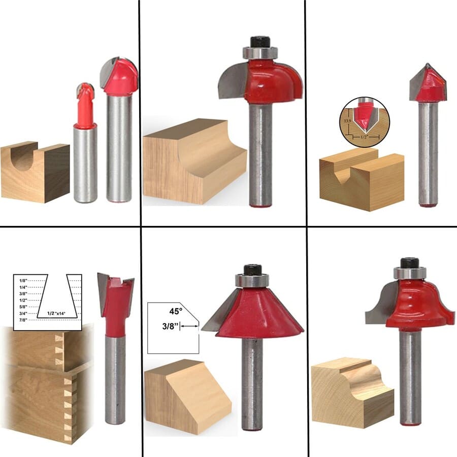15PCS FRESAS MADERA ROUTER BIT 6.35MM 1/4 BROCAS TUPI - 4