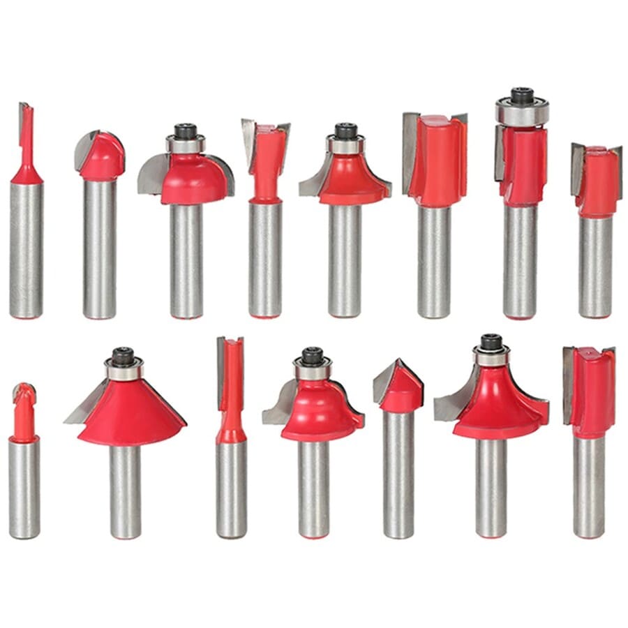 15PCS FRESAS MADERA ROUTER BIT 6.35MM 1/4 BROCAS TUPI - 6