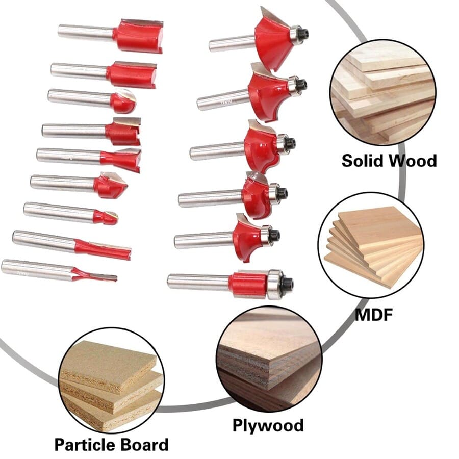 15PCS FRESAS MADERA ROUTER BIT 6.35MM 1/4 BROCAS TUPI - 7