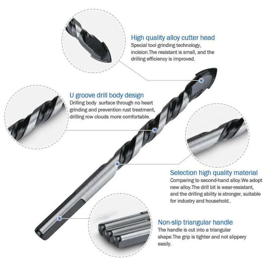 5 BROCAS HSS CARBURO PARA VIDRIO METAL MADERA MÁRMOL - 2
