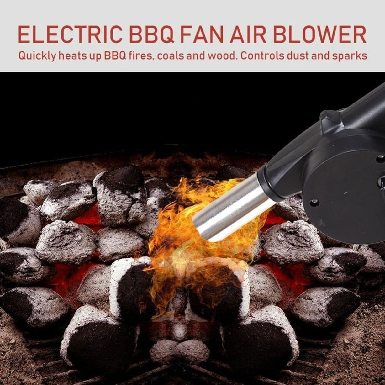 SOPLADOR ENCENDEDOR FUEGO PARRILLA ASADO CON MANIVELA - 2