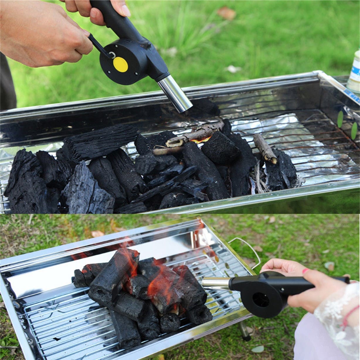 SOPLADOR ENCENDEDOR FUEGO PARRILLA ASADO CON MANIVELA - 4