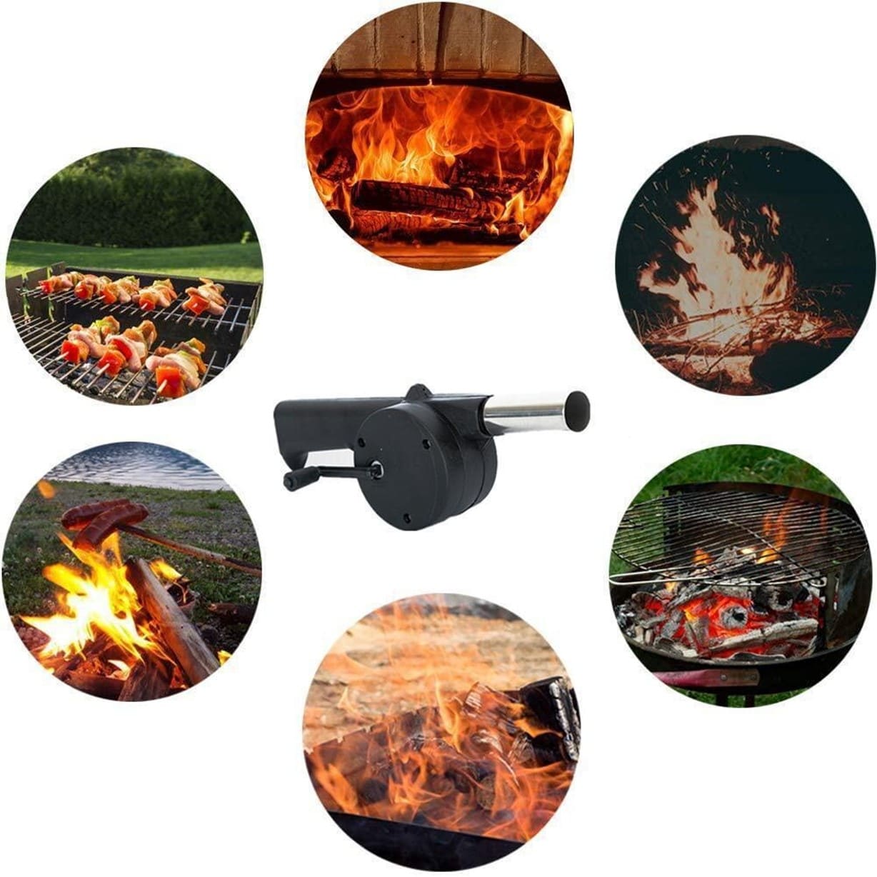SOPLADOR ENCENDEDOR FUEGO PARRILLA ASADO CON MANIVELA - 6