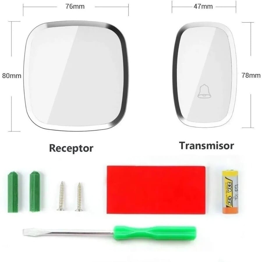TIMBRE INALÁMBRICO IMPERMEABLE CON LUZ LED 300 MT. - 5