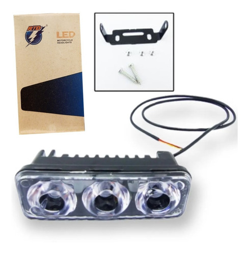 LUZ BLANCA 3 LED FIJA ESTROBOSCÓPICA MOTO MARCA RTD - 1