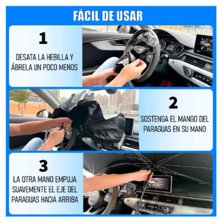 QUITASOL TIPO SOMBRILLA RETRACTIL PARA PARABRISAS - 6