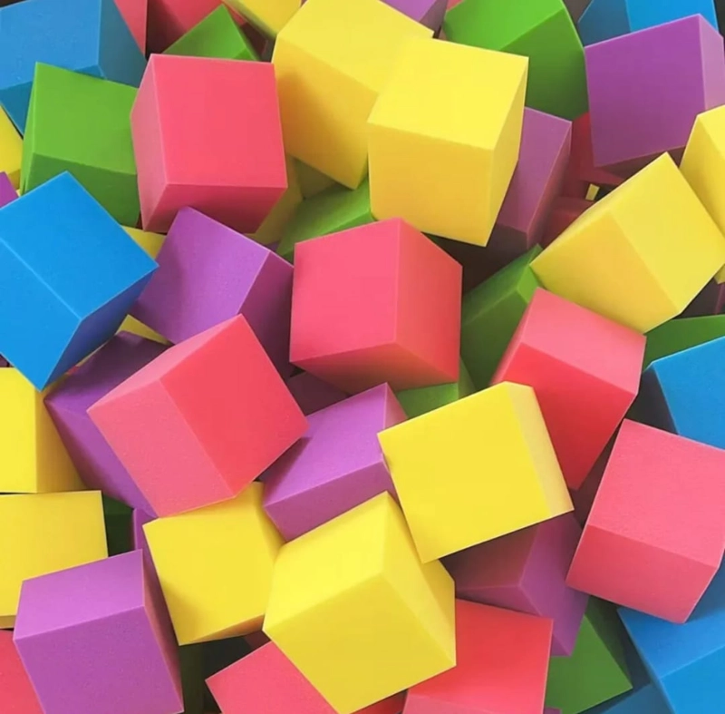 CUBO DE ESPUMA  FUCSIA 1 PCS 15CM X15CM PISCINA DIDACTICO - 1