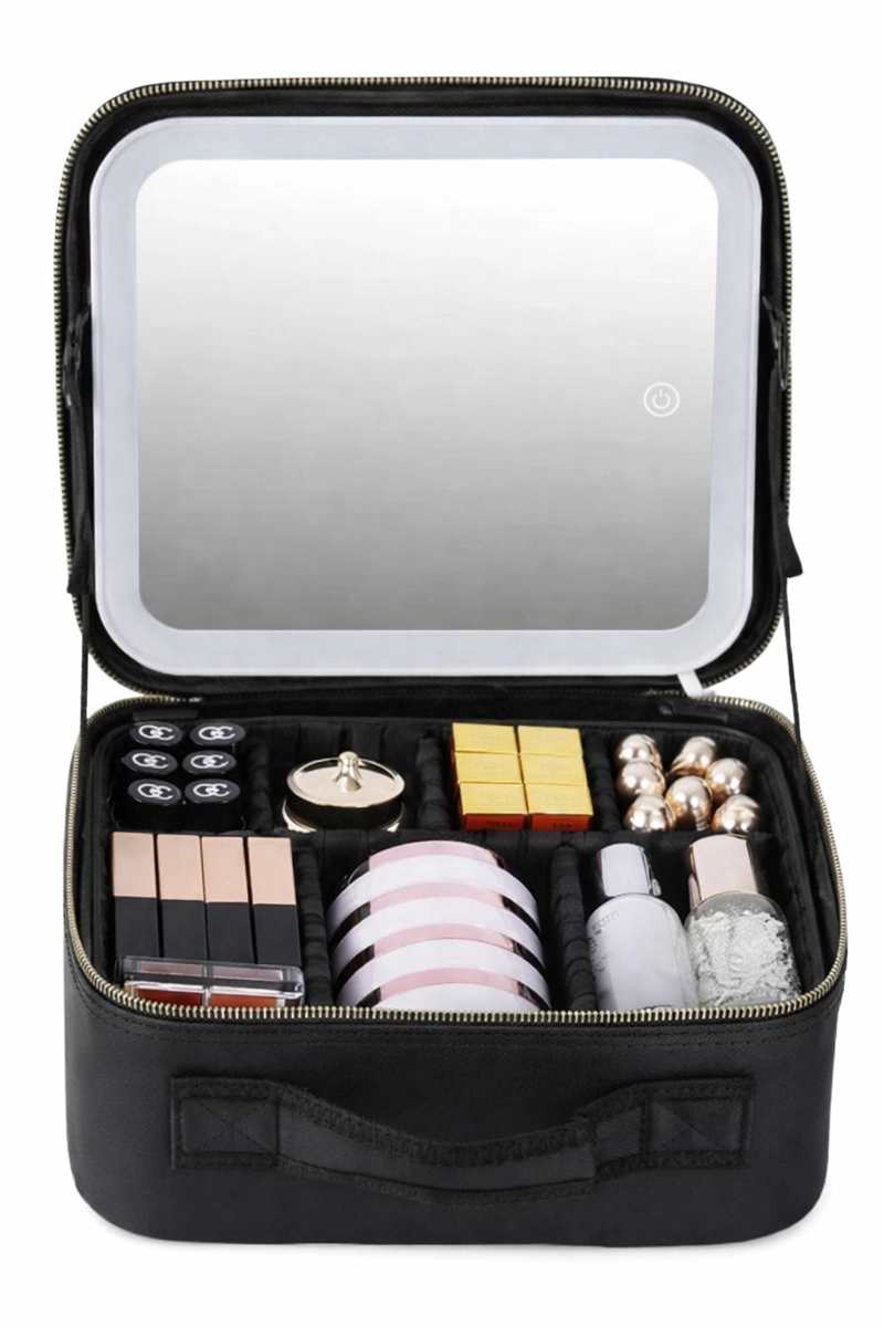 ESTUCHE ORGANIDOR PARA MAQUILLAJE COSMETICOS CON ESPEJO LUZ LED - 1