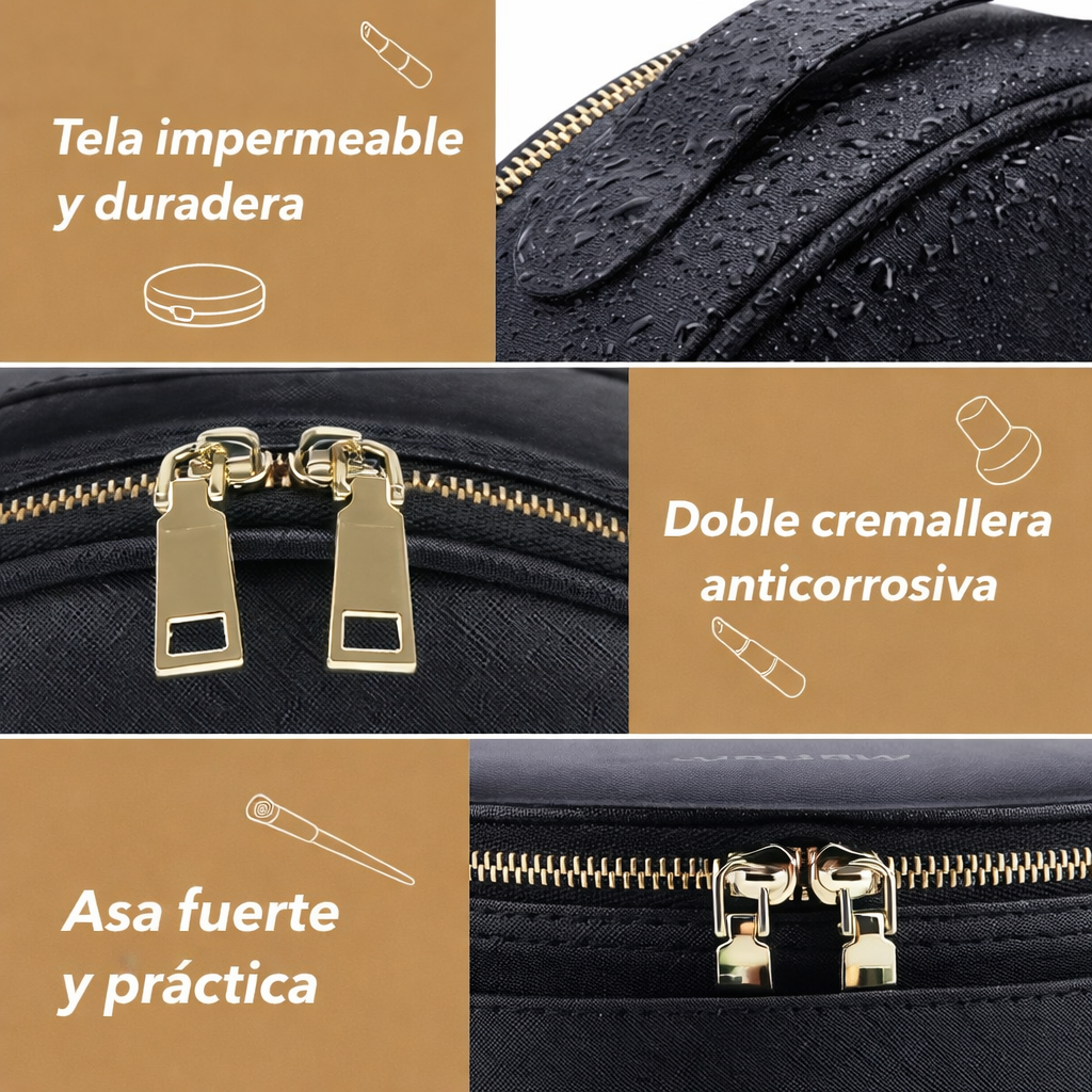 ESTUCHE ORGANIDOR PARA MAQUILLAJE COSMETICOS CON ESPEJO LUZ LED - 4