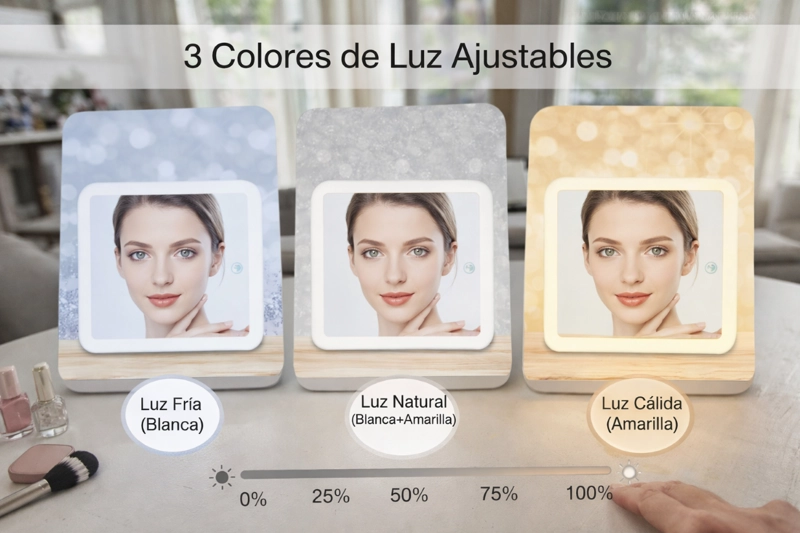 ESTUCHE ORGANIDOR PARA MAQUILLAJE COSMETICOS CON ESPEJO LUZ LED - 5