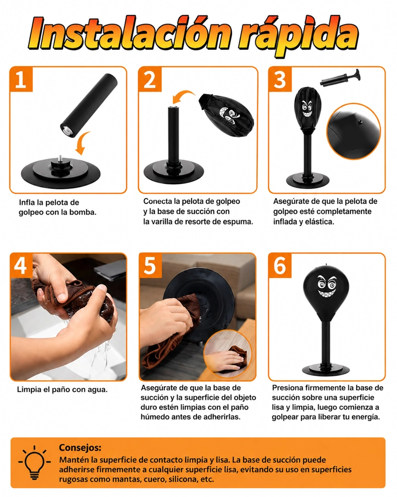 SET DE BOXEO DE MESA PUNCHING BALL PARA NIÑOS Y ADULTOS - 5