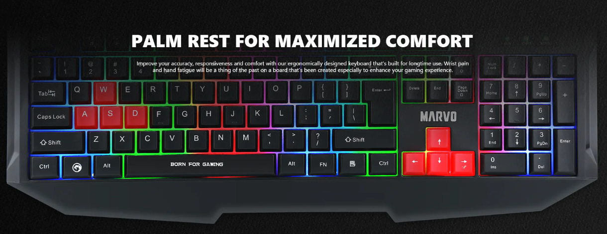 TECLADO MARVO GAMING DE MEMBRANA K602 - 2