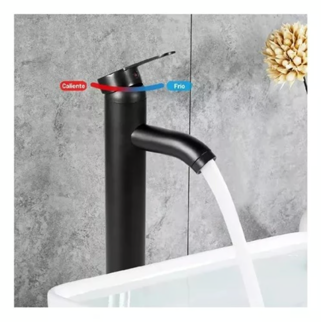 LLAVE PARA LAVAMANOS MONOMANDO BAÑO + 2 MANGUERAS INOX - 1