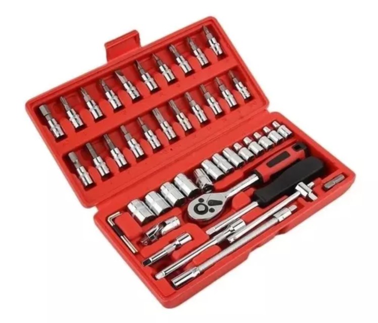 SET DADOS CAJA CHICHARRA HERRAMIENTAS 46 PIEZAS - 1