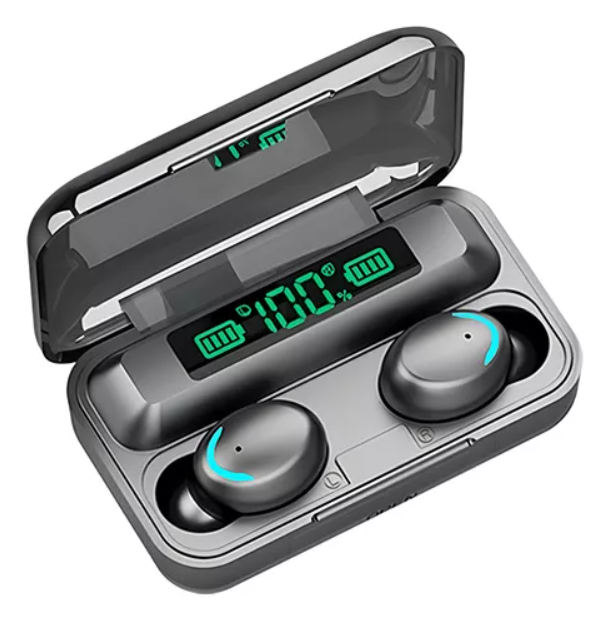 AURICULARES IN-EAR INALÁMBRICOS BLUETOOTH F9-5 NEGRO CON LUZ AZUL LED - 1