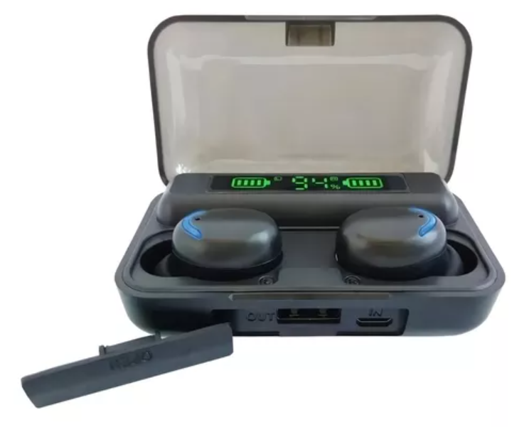 AURICULARES IN-EAR INALÁMBRICOS BLUETOOTH F9-5 NEGRO CON LUZ AZUL LED - 3