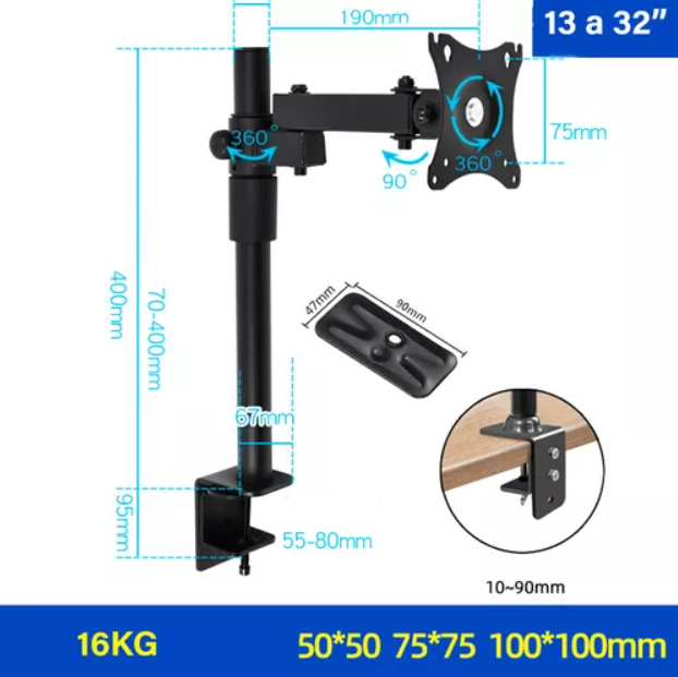 SOPORTE DE MONITOR PARA ESCRITORIO ARTICULADO 17 A 32 - 2